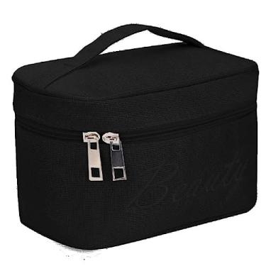Imagem de Necessaire Feminina Maquiagem Bolsa Organizador Linha Beauty Cor:Preta
