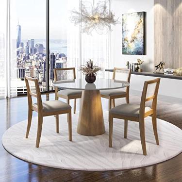 Imagem de Conjunto Sala de Jantar Mesa 110x110cm Vidro com 4 Cadeiras Jasper Ônix Tradição Móveis