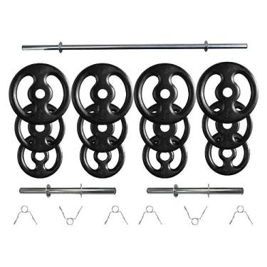 Imagem de Kit Profissional 40 Kg de Anilhas + 2 Barras de 40cm + Barra de 160cm