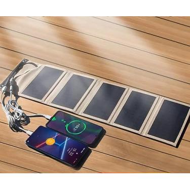 Imagem de Carregador Solar Portátil, Painel solar flexível, placa impermeável para celular, powerbank, carregador de bateria, turismo ao ar livre, pesca, ImportBasby