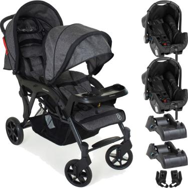 Imagem de Carrinho para Gemeos Galzerano Doppio 2 Bebe Conforto 2 Bases