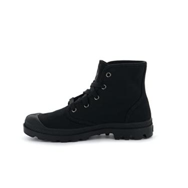 Imagem de Palladium Bota feminina Pampa Hi Boot de lona vegana com cadarço, Preto/preto, 41