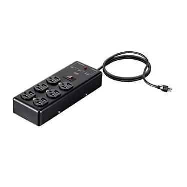 Imagem de Monoprice Caixa de energia resistente com proteção contra surtos de metal - 6 saídas - preta com cabo/cabo de 6 metros, 540 Joules, certificado UL