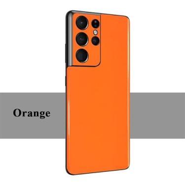 Imagem de For Samsung Galaxy S22 S21 FE Plus Ultra 5G Jet Bright Surface Rear Back Glossy Decal Skin Protective Sticker Wrap Bumper Film Guard (Not a Case) (S22 Plus 5G,Orange)