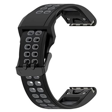 Imagem de LOKEKE Pulseira de substituição para Garmin Fenix 7 – pulseira de silicone de substituição de 22 mm compatível com Garmin Fenix 7 / Forerunner 955 / Descent G1, com ajuste rápido (silicone preto +