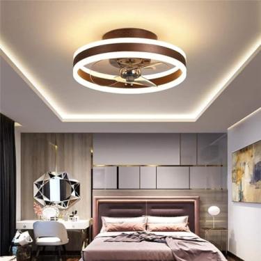 Imagem de Luz de teto com ventilador de quarto LED com controle remoto reversível de 6 velocidades Ventiladores de teto modernos com luzes Silencioso 3 lâminas Luz de ventilador de teto regulável de 4