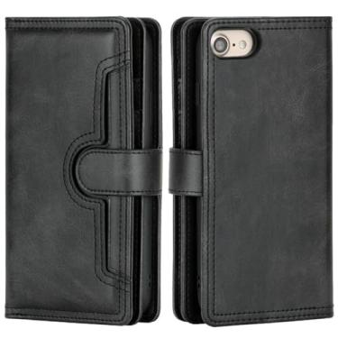 Imagem de Flip bolsa de couro caso para iphone 15 14 13 12 11 pro xs max xr capa carteira para samsung s20 nota 20 ultra casos, preto, para iphone 6 6s
