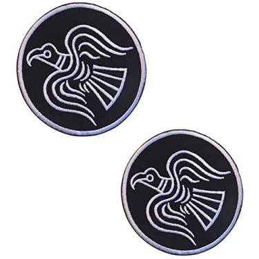 Imagem de Substituição para raro nórdico viking raven runas Odin God of War patches bordados tático moral aplique fixador gancho e laço emblema patch 2 peças (raro nórdico viking raven runas Odin God of War)
