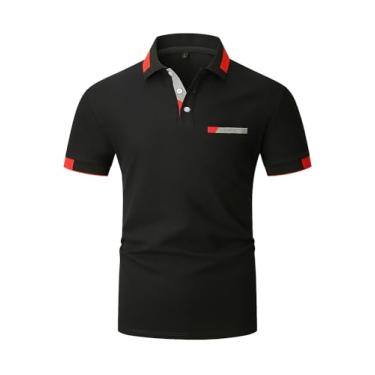 Imagem de VHUQGVU Camisa polo masculina manga curta ajuste regular golfe secagem rápida camiseta casual camisetas gola manga curta, Preto 42, 3G