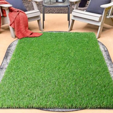 Imagem de XLX TURF Tapete de grama artificial quadrado de 1,5 m x 1,5 m, verde, para uso interno e externo, com grama sintética fina e realista, resistente ao desgaste e fácil de limpar