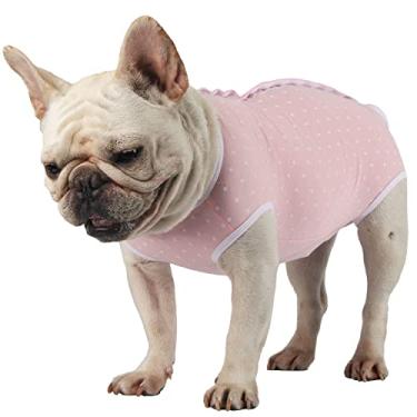 Imagem de Etdane Fraldas para cães, calcinhas higiênicas, camisas do período fisiológico, trajes de recuperação cirúrgica para cães masculinos e femininos, rosa bolinhas/PP