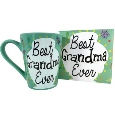 Imagem de Caneca de café para o dia das mães KINREX – Melhor Caneca de chá de cerâmica da vovó de todos os tempos – para mães e avós – Turquesa – 340 ml