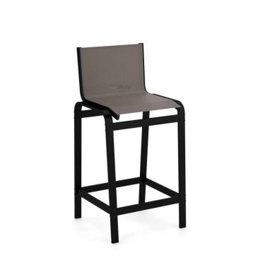 Imagem de Banqueta Alta Bancada Alumínio Preto Tela Fendi