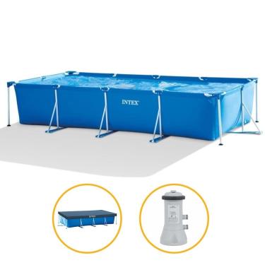 Imagem de Piscina Estrutural Retangular 7.127 Litros com Filtro + Capa Pvc Armação Intex