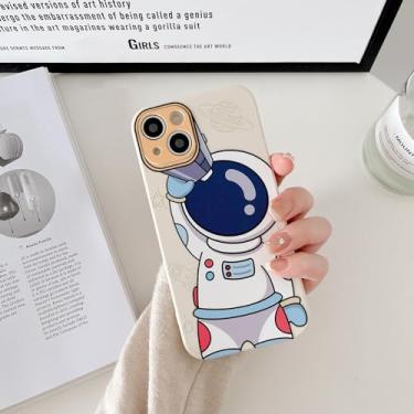 Imagem de Yonds Queen Capa fofa para iPhone 15, desenho animado astronauta, design espacial, elegante, amortecedor, mulheres, meninas, protetora, antiderrapante, à prova de choque, moda criativa (telescópio