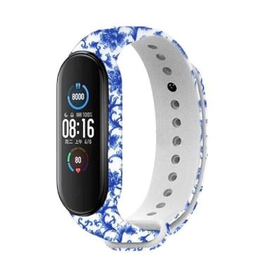 Imagem de Pulseira para MI BAND 5 + Película - Nandos-Store (Flor azul)
