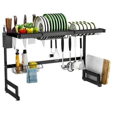 Imagem de Escorredor Rack Suspenso de Louças Organizador Multiuso De Cozinha com Porta Talher para Pratos Colheres e Copos Rack Modular 65cm