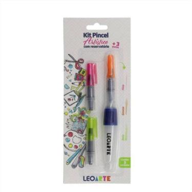 Imagem de Kit pincel water brush 3 pontas com reservatório lettering