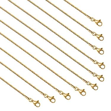 Imagem de UMAOKANG Correntes de aço inoxidável banhadas a ouro para fabricação de joias, corrente fina de joias de cobra em massa para homens e mulheres (pacote com 10, 45 cm)