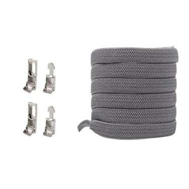 Imagem de Cross Buckle Elastic Laceless Shoelaces For Sneakers Flat Shoelaces For Kids And Adults Elastic Shoelaces For All Shoes(Dark Grey)
