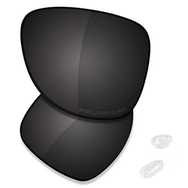 Imagem de SAUCER Lentes de reposição premium e protetores de nariz para óculos de sol Oakley Caveat OO4054 de alta definição - preto carbono polarizado