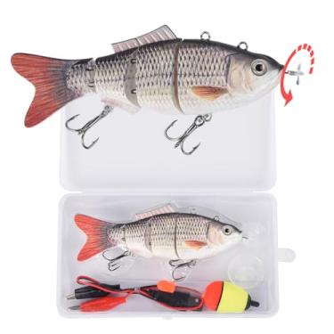 Imagem de Iscas elétricas de natação robótica de 13 cm recarregável por USB Luz LED Wobbler de 4 segmentos multiarticuladas iscas rígidas equipamento de pesca