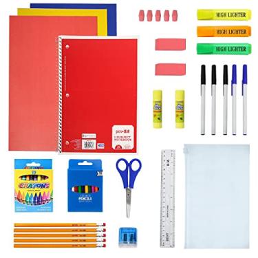 Imagem de Kit de material escolar a granel de 50 peças para ensino fundamental e médio - Caixa essencial de material escolar para estudantes do ensino fundamental, médio e médio