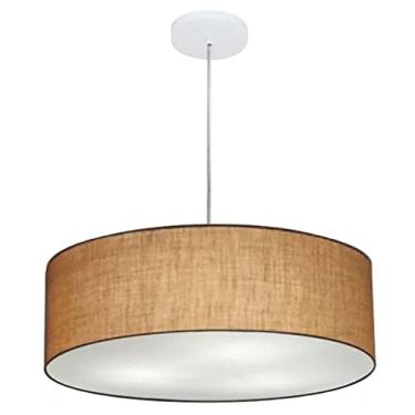 Imagem de Lustre Pendente Cilíndrico Cúpula Tecido 55x15 cm, Vivare Iluminação, Pendente4218 LP, Palha, Médio