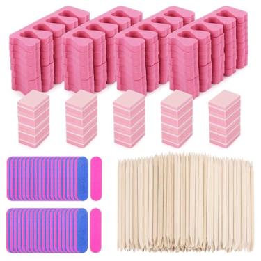 Imagem de Conjunto de 277 peças de separadores de dedos - ferramentas de festa de spa de unhas, mini bloco de buffers de unha, palitos de unhas laranja pedicure madeira cutícula empurradores