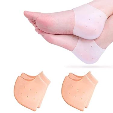 Imagem de Protetores de calcanhar de silicone, 2 pares de almofadas de gel para calcanhar para prevenção de bolhas, tendinite de Aquiles, calcanhar seco rachado inserções de fascite plantar, bojos de calcanhar respiráveis para dor no calcanhar, homens e mulheres