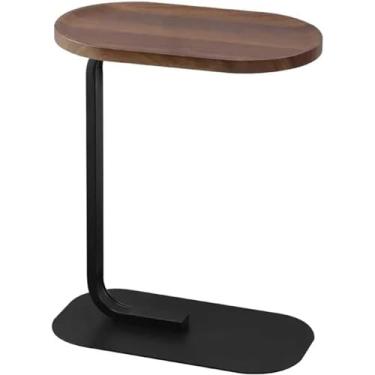 Imagem de Mesa lateral pequena, mesa C, estreita, redonda, sofá, sofá, mesa de jantar, para lanches, bebidas, mesa de destaque para sala de estar e quarto