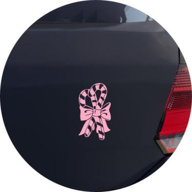 Imagem de Adesivo de Carro Pirulito Bengala Natal - Cor Vinho - Melhor Adesivo, 