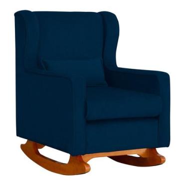 Imagem de Poltrona Decorativa Aurora Balanço Vovo Suede Marinho - FM - Fina Mobí