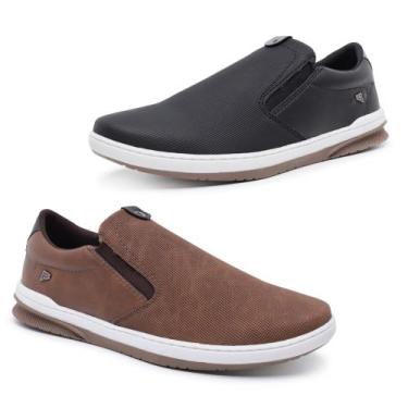 Imagem de Kit 2 Sapatênis - Slip-On Masculino Bardone Calce Fácil, Marrom, Preto