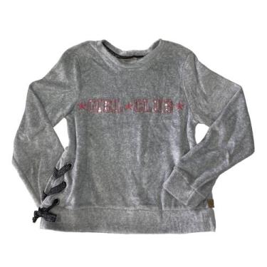 Imagem de Blusa De Frio Moletom Menina Veludo Estilosa Top - Anj Modas, Cinza, R