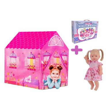 Imagem de Kit Brincando de Princesa Bebê Elisi Casinha e Jantarzinho - DM Toys A