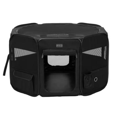 Imagem de Petsfit Cercadinho para cães de 91 cm com duas portas de zíper – cercadinho dobrável resistente para cães médios com parte superior de malha removível e fundo à prova de vazamento