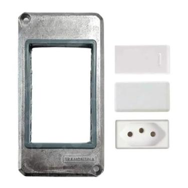 Imagem de Kit Tampa Condulete +Int Simples +Tomada 20A+Cego Tramontina