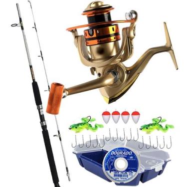 Imagem de Kit Pesca Rio Lagos Molinete 5000 Vara 2 partes 1,80mt Estojo Completo