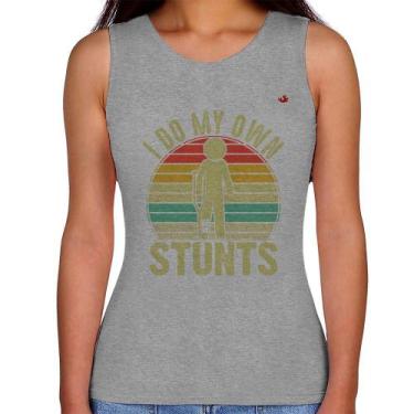 Imagem de Regata Feminina I do my own stunts - Foca na Moda, Cinza, GGG