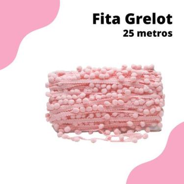 Imagem de Fita Pompom Rosa Claro 20mm Rolo Com 25 Metros - Nybc