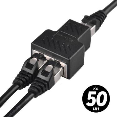 Imagem de Kit 50x Adaptador Duplicador Cabo De Rede RJ45 Ethernet Splitter Divis