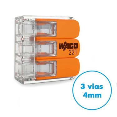 Imagem de Conector De Emenda Isolante 3 Vias Para Fios De Até 4mm Com 10 peças W