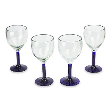 Imagem de NOVICA Taças de vidro "Ocean Mirage", 17,78 cm de altura, azul