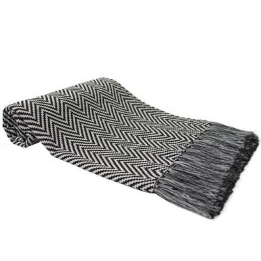 Imagem de Manta Para Sofá Jacquard Dupla Face Missoni Preto/Branco - FASTLAR, 13