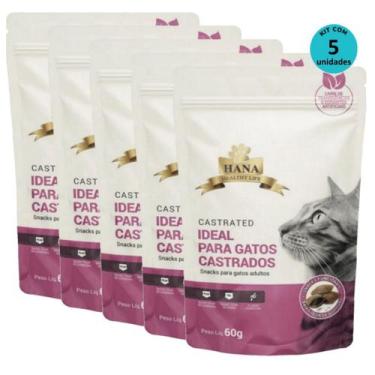 Imagem de Kit 5 Snacks Hana Healthy Life Castrated P/ Gatos Adultos- 60g