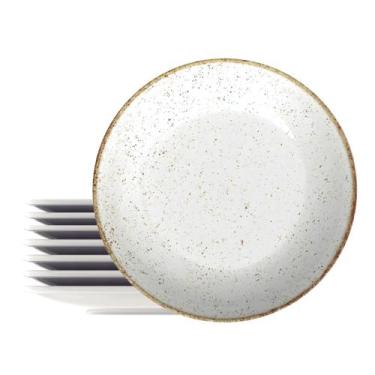 Imagem de Kit 8 Pratos de Sobremesa Porcelana 21cm Tramontina Rustico Decorado