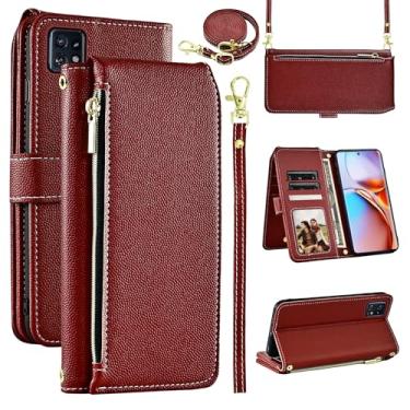 Imagem de Furiet Capa carteira de luxo para Motorola Edge+ Plus 2023/Edge 40 Pro 5G/Moto X40 com alça de pulso alça de ombro fina flip zíper bolsa, suporte de cartão de couro PU suporte para celular para X +