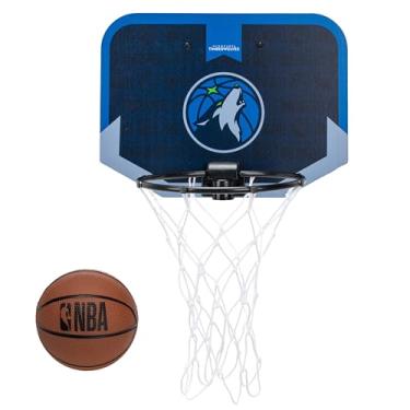 Imagem de Franklin Sports Cesta de basquete NBA Minnesota Timberwolves Mini Over The Door - Mini cesta de basquete infantil + basquete - NBA Fan Shop Argola para quarto + escritório - Conjunto de mini argolas