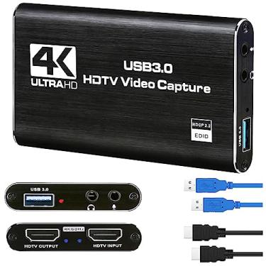 Imagem de Placa de captura de áudio e vídeo 4K, dispositivo de captura de vídeo HDMI USB 3.0, Full HD 1080P, entrada de áudio TRS de 3,5 mm, HDCP 2.2, para gravação de jogos, transmissão ao vivo